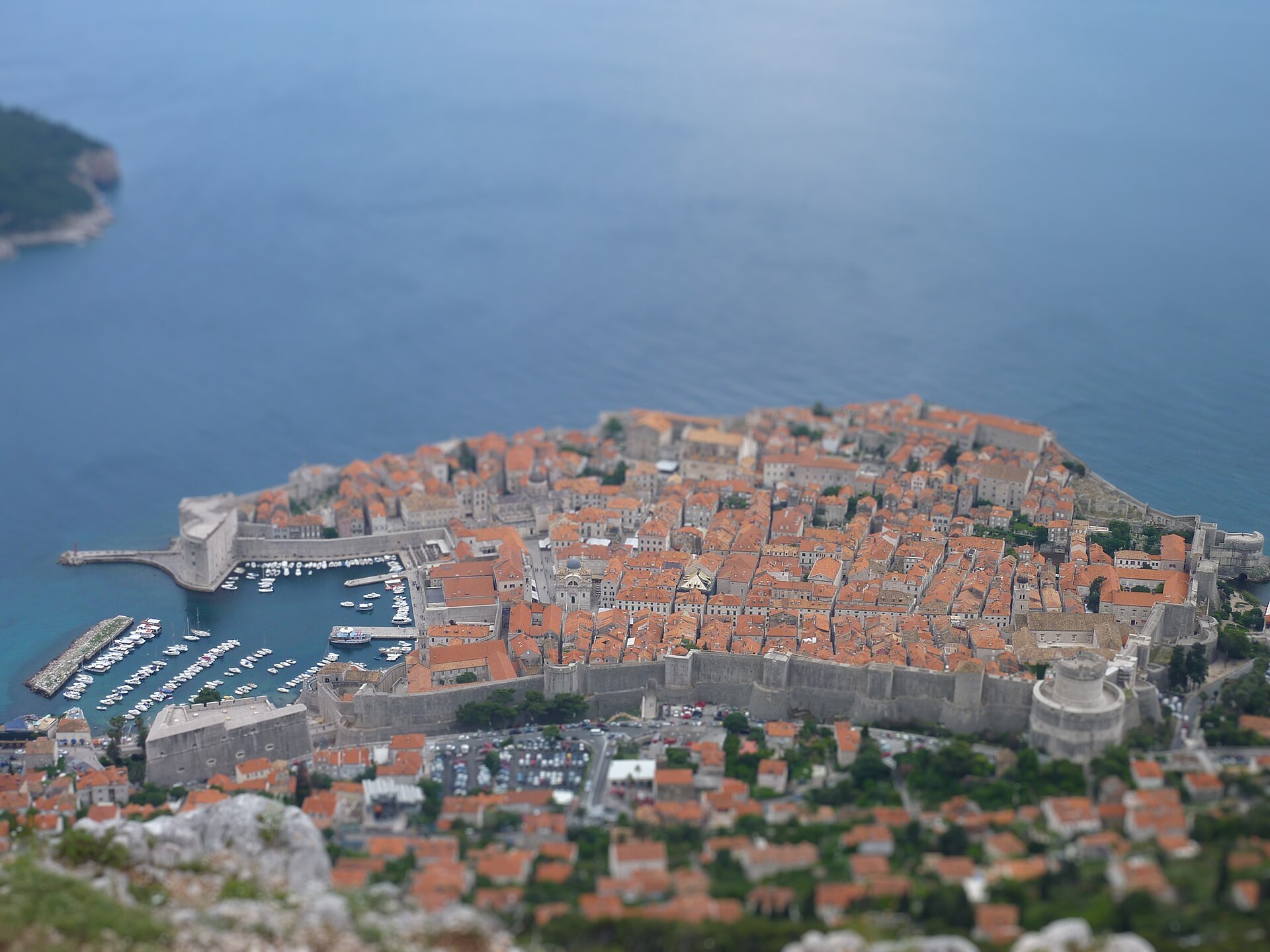 The Stradun, the main street of Dubrovnik old town, and the rooftops around it