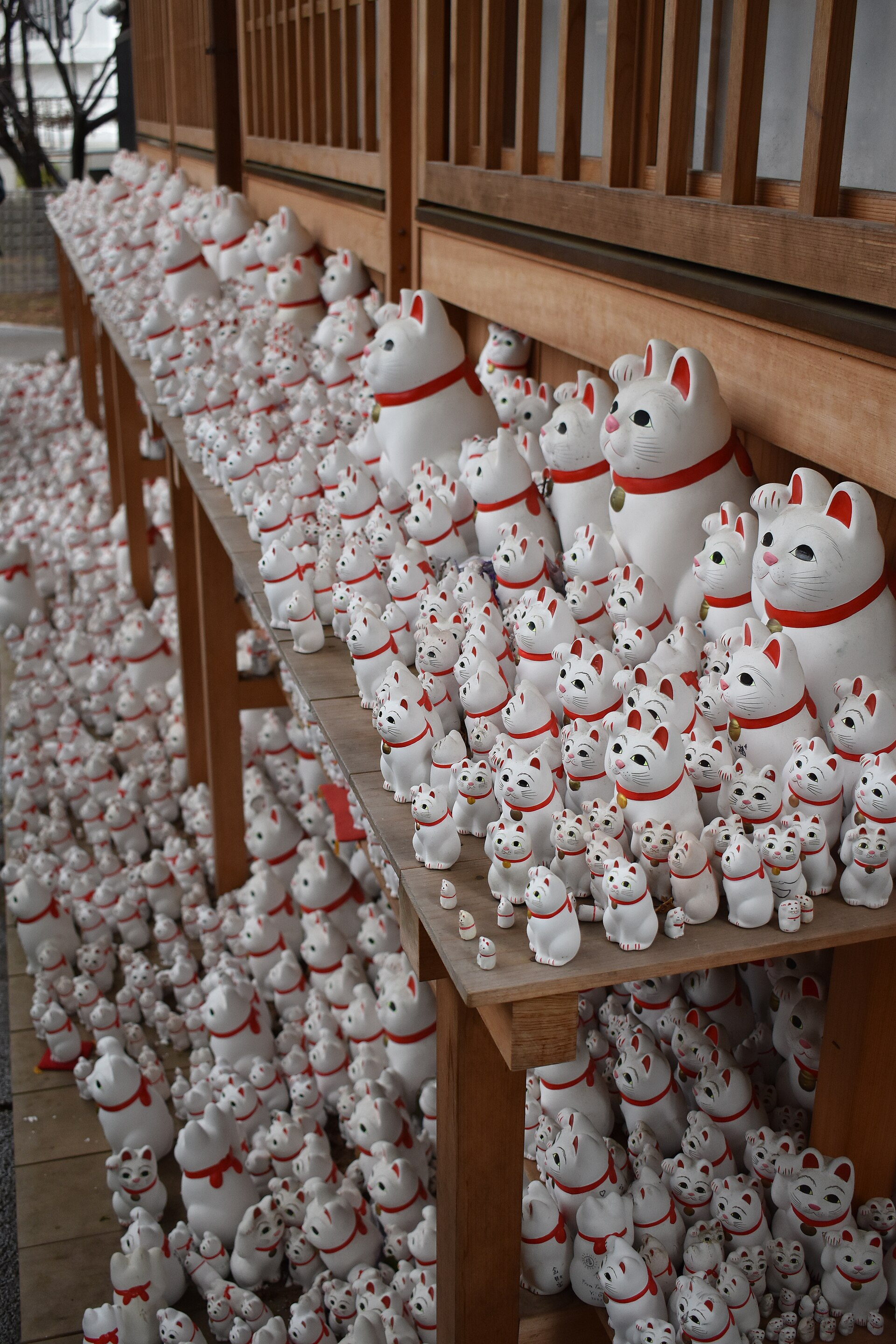 The maneki-neko cats at G艒toku-ji temple