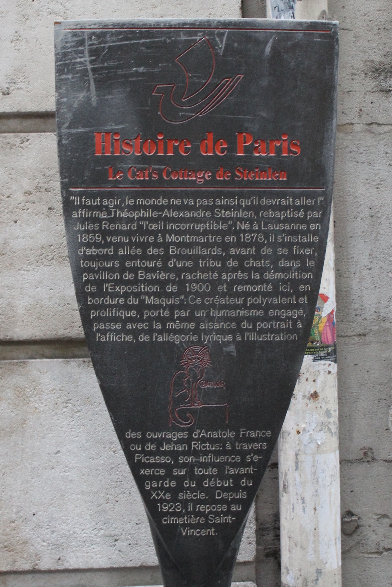 The panel for Steinlen’s Cats’ Cottage in the 18th arrondissement