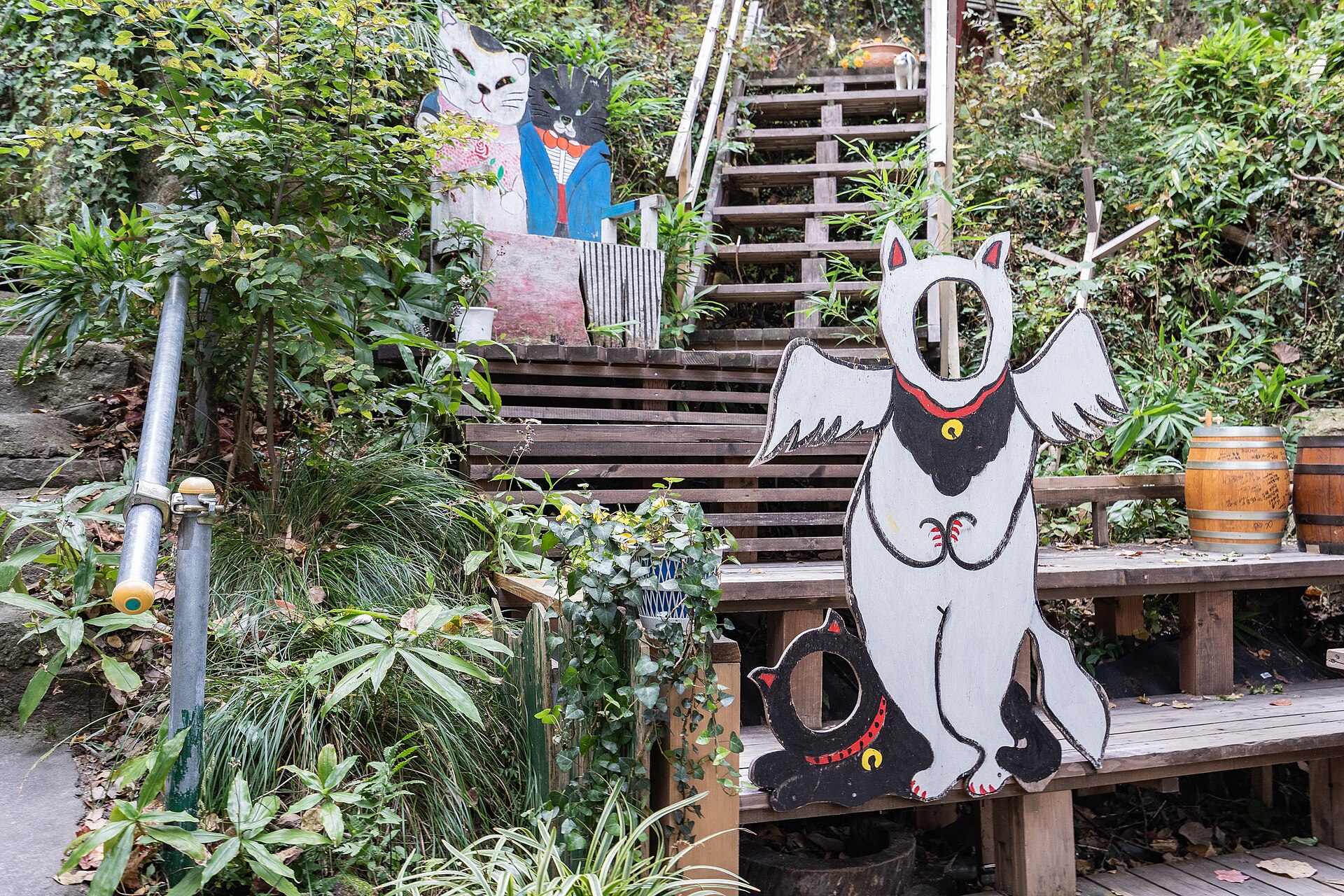 The Cat Alley in Onomichi in November, old houses along a narrow stepped lane